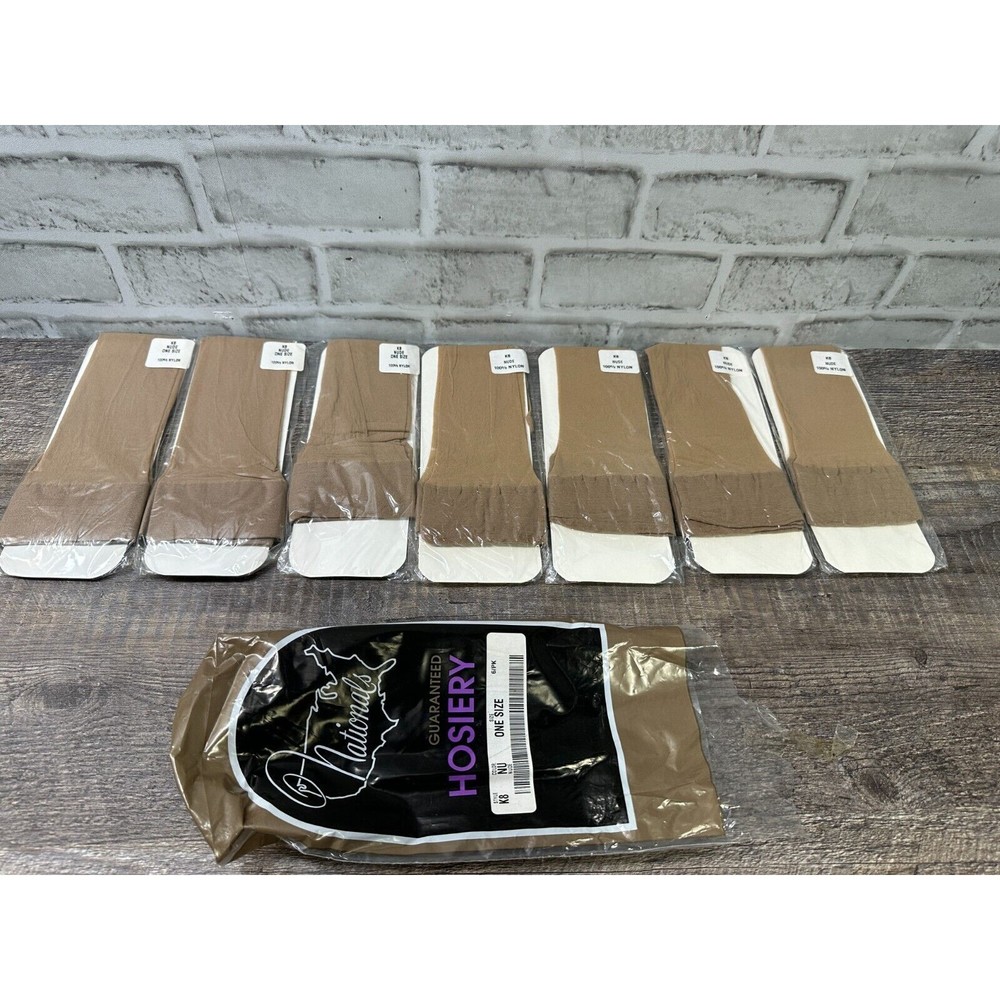 Vintage Nationals Guaranteed Hosiery  K8 Nude 7 Pairs One Size New